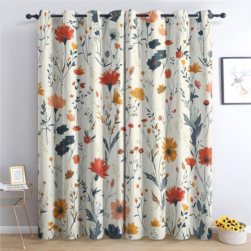 Generisch Exotische Blumen Vorhang, Blumenmuster Gardinen mit Ösen 2er Set Verdunkelungsvorhang, Modern Floral Vorhänge, Wohnzimmer Schlafzimmer Kinderzimmer Blickdichte vorhänge, 170x200 cm j1&-68