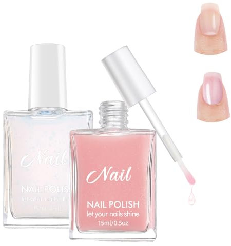 2PCS Nail Polish Set, 8-in-1 Nagelhärter fur Brüchige Nägel, Nagelpflegeprodukte Repariert Stärkt Brüchige Nägel Schnell, Rillenfüller, Nail Repair, Nagelverstärker, Nagelöl, Base Coat,15ml