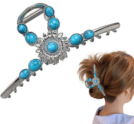 Pince à cheveux occidentale en métal, pince à cheveux vintage, pince à cheveux imitation gemme en métal pour festival western épingle à cheveux antidérapante