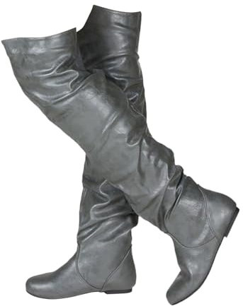 Generisch Stivali da donna sopra il ginocchio con plateau a spillo con punta rotonda tacco basso Stivali sopra il ginocchio con punta tonda, stivali in gomma, eleganti stivaletti da donna, festival