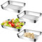 Juego de 4 cuencos de acero inoxidable de alta calidad, 25 x 20 x 5,5 cm, acero inoxidable, juego de cuencos para empanar, carne frita, pescado, calle rectangular para cocina y gastro