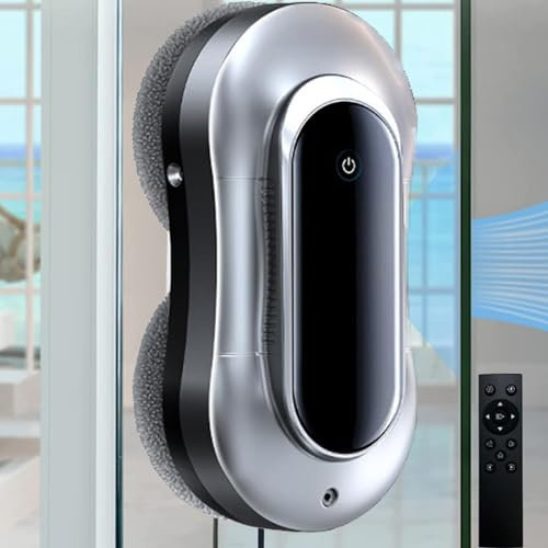 Window Cleaning Robot- Auto 4 Water Spray 70ml, 2800pa Remote Control Automatic Robotic Window Cleaner&Robot Glass Washer W/Anti-Falling Sensor Detection/10 Cleaning Cloths/Safety Rope ,Silver