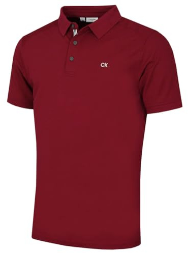 Calvin Klein Mens 2026 Campus 3 Button Ribbed Collar Golf Polo Shirt
