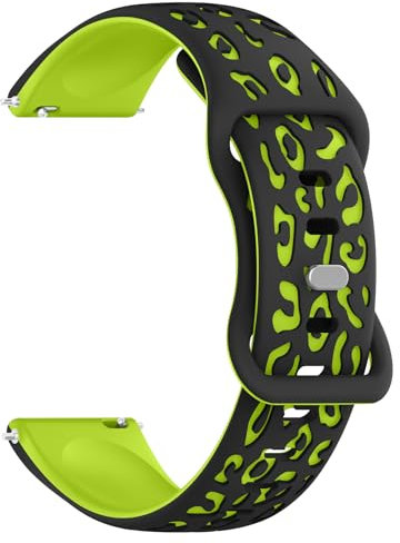 Wanme Uhrenarmbänder 22mm 20mm Uhrenarmband, Zweifarbiges Graviertes Silikon Armband, Mit Schnellverschluss Verstellbares Ersatzarmband für Herren Damen (20mm, Schwarz/Grün)