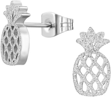 Monkimau Ananas Kinder Ohrringe Chirurgenstahl | Edelstahl Hypoallergen Kinderohrringe | Mädchen Schmuck Geschenk Geschenkidee