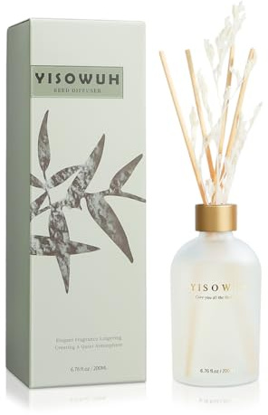 YISOWUH Reed Diffuser - Jasmine Tea - 200ml Reed Diffuser Set with Essential Oils and 8 Reeds, Long-Lasting Fragrance for Home, Bathroom, Bedroom, Room, Decor
