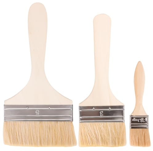 Malerpinsel, Flachpinsel, Pinsel Holzlasur, 3 Stück Lackpinsel Flächenstreicher -Pinsel Breit (15.5/21/22.5 cm, Weiß) Lasurpinsel Holz Außen für Lacke Lasuren Öle Wand-Farben Naturborstenpinsel ﻿