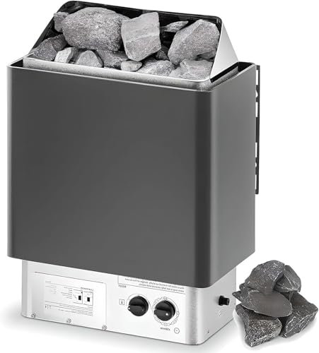 Poêle De Sauna Électrique En Acier Inoxydable Avec Minuterie Et Température, Four De Sauna For Bain Humide Et Sec Avec Contrôleur Interne, Minuterie De 3 H Et Température Réglable(6.0kw)