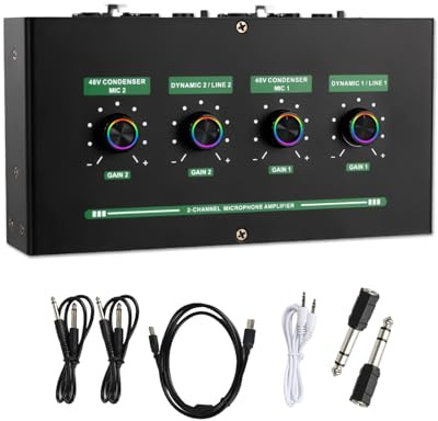 1. 2-Channel Portable Amplifier with Mic Inputs & Metal Housing for Live & Outdoor Microphone Amplifier Kit
