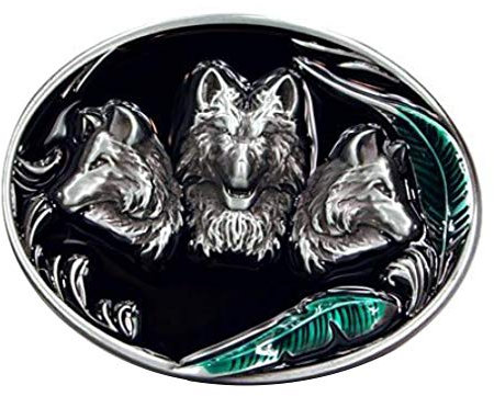 Piratenladen Buckle mit Wolfsköpfen - Gürtelschnalle - Wolf - Wölfe