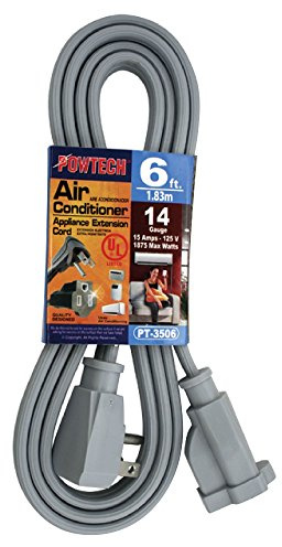SOKUMI POWTECH Heavy Duty 6 FT Air Conditioner and Major Appliance Extension Cord UL Listed 14 Gauge, 125V, 15 Amps, 1875 Watts Grounded 3-PRONGED Cord
