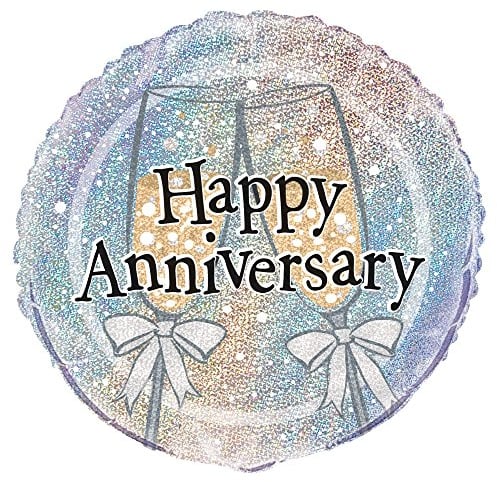 Unique Party 55525 - 18 Foil Prism Happy Anniversary Balloon