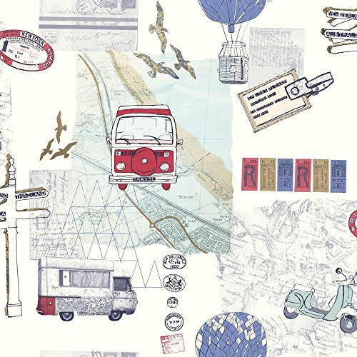 Arthouse 889700 Backpacker Wallpaper, Red/Blue