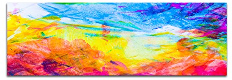 Paul Sinus Art Panoramabild auf Leinwand und Keilrahmen 150x50cm Wasserfarben bunt abstrakt
