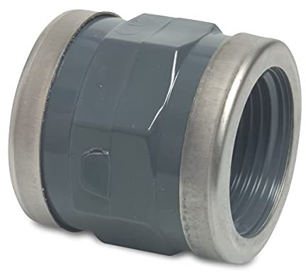 Liquipipe GmbH PVC Gewindemuffe mit Verstärkungsring 1/2 Grau Innengewinde x Innengewinde Muffe PVC-U