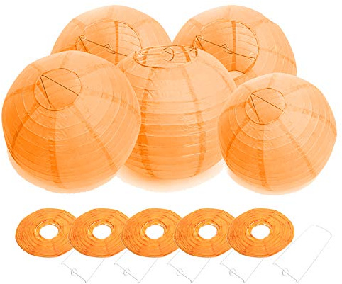 FullBerg 20 Stücke Papier Laterne Lampions rund Lampenschirm Hochtzeit Dekoration Papierlaterner Papierlampen für Party Garten 8(20cm) (Orange)