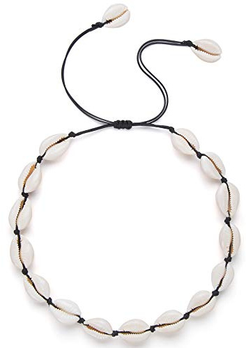 Nackiy Handgjort snäckskal, halsband, kraghalsband för kvinnor, sommar, justerbar naturlig snäcka, halsband, skal
