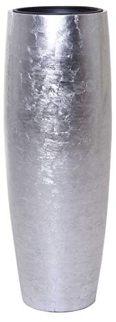 VIVANNO Pflanzkübel Blumenkübel Fiberglas Gala 100 cm Silber Hochglanz