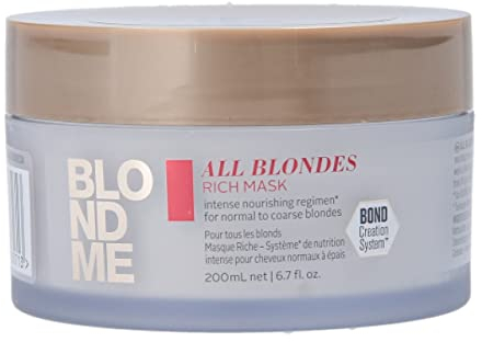 Schwarzkopf Professional BLONDME All Blondes Rich Mask Haarmaske Intensive Haarpflege Für Gefärbtes Aufgehelltes Blondiertes Haar Haarkur Kaschmir Feuchtigkeitsmaske Für Weiches Glattes Haar 200 ml