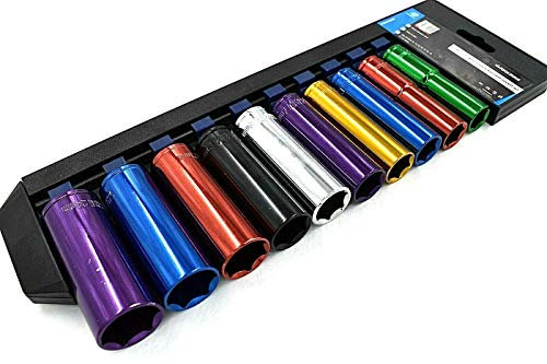 Toolzone 1/2 10 Piece Multicoloured Deep CRV Socket Set