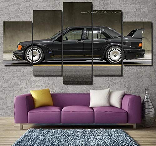104Tdfc 5-teilige XXL Mercede Bencar 190E EVO II Wandbilder - Kunstdruck auf Leinwand - Wandkunst - für Zuhause Büro