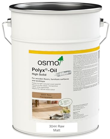 Osmo Polyx Oil Raw 3044-10 litres - Hardwax Oil for Wooden Furniture, Floors & Worktops – Nearly Invisible Matt Finish – Water & Dirt Resistant