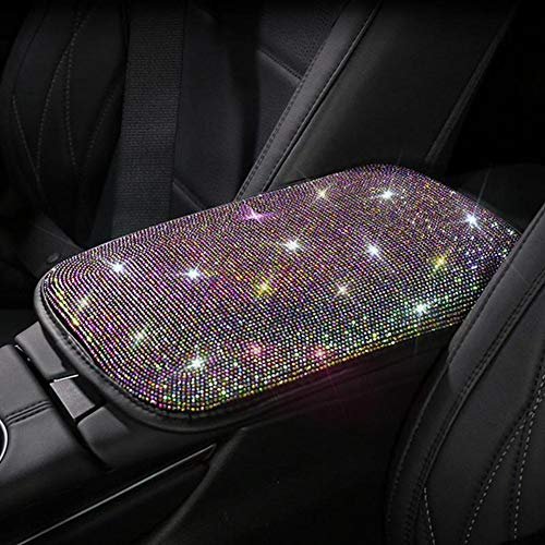Bling Bling Auto Zubehör Innenraum Frauen,Bling Auto Armlehnenbezug, Strass Mittelkonsole Kissen Pad,Universal Auto Armlehnenpolster Glitzer Dekoration für SUV-LKW-Fahrzeug für Frauen