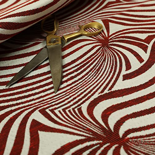 Redbrick Mill Fabrics Modern Funky Stripe Zebra Style Design Red White Lightweight Furnishing Fabrics (Per Metre)