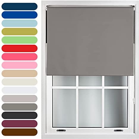 FURNISHED Roller Blinds Thermal Blackout Roller Blind - Trimmable Insulated UV Protection Child Safe Easy Fit Home Office Window Blinds, Dark Grey, 85W x 165H cm