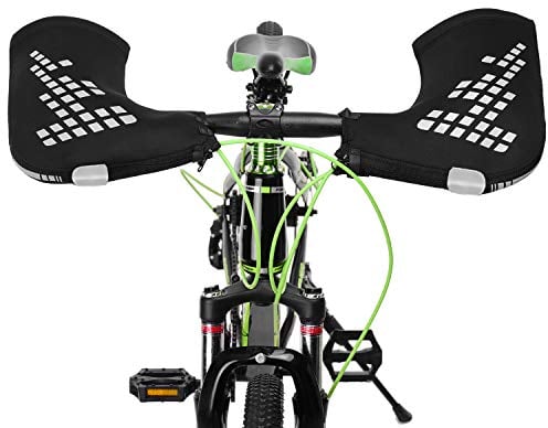 Lechnical Handlebar Gloves,Mountain Bike Handlebar Mittens Motorcycle Windproof Thermal Covers Reflective Bike Handle Warmer