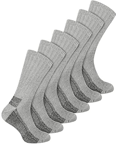 Sock Snob 6 Pair Multipack Mens Wool Socks with Reinforced Heel and Toe Winter Breathable Cushioned Crew Hiking Socks (6-11, Black)