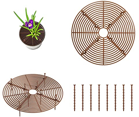 Blumentopf Gitter Blumentopf Abdeckung 2 Stück Schneidbare Pflanzenschutzgitter mit Bodennägeln,Pflanzengitter Topfabdeckung Blumentopf Bodenschutz Schützt von Haustiere und Kindern,30cm Durchmesser