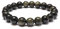 Bracelet en OBSIDIENNE DOREE de qualité A - Perles rondes de 8mm- Pierre naturelle - Bijou Artisanal (15cm)