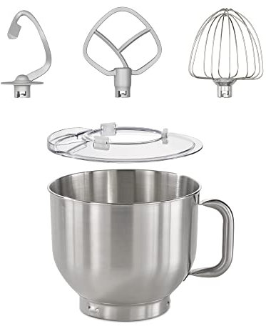 CASO Edelstahlschüssel mit Griff inkl. Zubehör für Küchenmaschine KM 1800 Black, 6 Liter, Spülmaschinengeeignet