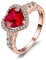 JewelryPalace 2.7ct Cuore dell'Oceano Halo Anello, Classico Creato Rubino Rosso Anelli Donna Argento 925, Anniversario Fidanzamento Promessa Anello Donna, Anello Rosso Oro Rosa Set Gioielli Donna 13