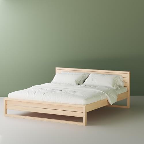 Holzbett Graatsia 140x200 mit Rollrost, Hölzernes Kopfteil, Erwachsenenbett, einfach zu montieren, Skandinavischer Stil