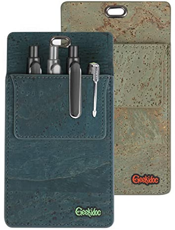 Geekidoc Premium portugiesischer Kork-Taschenschutz für Herren | Mehrzweck-Taschenschutz für Hemden und Laborkittel | für Stifte, Bleistifte, Zeiger und mehr | 2 x blaue Taschen-Organizer-Schutzfolien