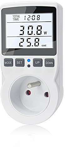 KETOTEK Wattmètre Prise Compteur d'Énergie, Consommation d'Énergie avec 11 Modes, Écran LCD Rétroéclairé, Compteur d'Énergie Électrique pour Économie d'Energie, Surcharges de Protection, 3680W