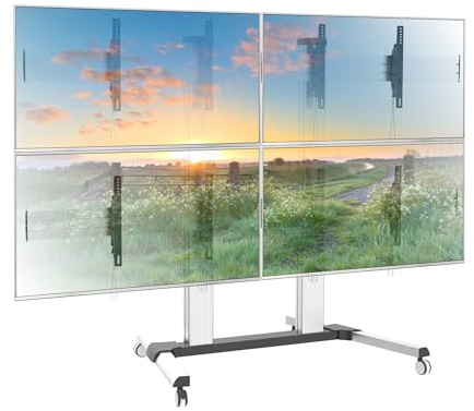 Techly 366822 Supporto a Pavimento per 4 TV LCD/LED 32-60 per Video Wall Silver