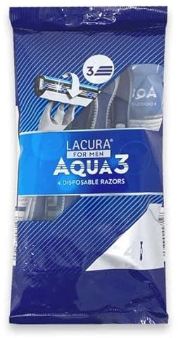 Lacura - Maquinilla de afeitar desechable de 3 cuchillas para hombre, paquete de 4