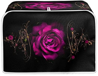 TOADDMOS Purple Rose Print 4 Slice Toaster Appliance Dust-proof Cover Bread Maker Cover Stain Resistant for Kitchen Small Appliance