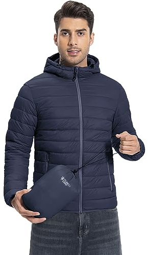 Pioneer Camp Herren Steppjacke Leichte Daunenjacken Winterjacke Übergangsjacke Outdoorjacke mit Kapuze und 6 Taschen Dunkelblau XXL