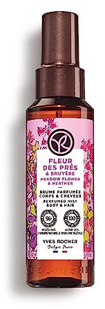 Yves Rocher Bruma Corporal Perfumada BAIN DE NATURE - Sensualidad Satinada para Cuerpo y Cabello - 96% Ingredientes Naturales - Vegana y Botella Reciclada - 100ml (Flor Silvestre & Brezo)
