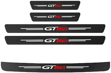 KYHATS 5 PCS Car Door Sill carbon Fiber Protector Rear Trunk Bumper Strip Stickers for Peugeot GT GTi GT Line 508 5008 3008 208 2008 308 206 307 106 108 306 206 208 Car Styling Accessories