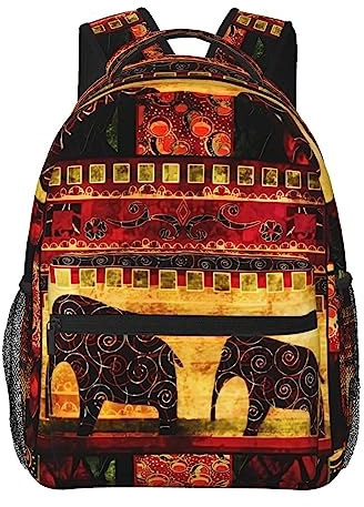 IUBBKI Afrikanischer Elefanten-Patchwork-Rucksack, lässiger Rucksack, leicht, Reise, Tagesrucksack, Laptop-Rucksack für Damen, Siehe Abbildung, One size