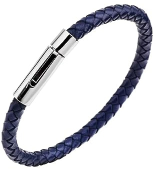 KunBead Jewelry Braided Mens Leather Bracelets for Women with Stainless Steel Clasp Cuff Bangle Birthday Bracelet