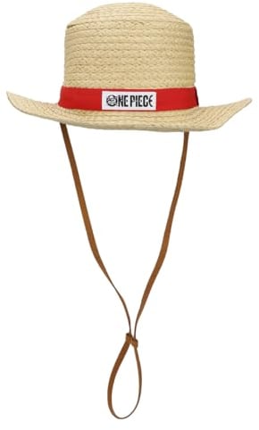 Bioworld One Piece Luffy Cosplay Straw Bucket Hat with Chin Rope Brown, Brown, One size