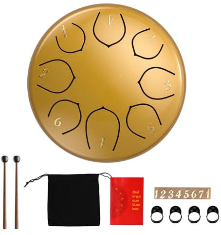 SenDeluz Regentrommel 6 Zoll 8 Noten, C-Key Handpan Drums Percussion Instrument, Stahlzungentrommel für Musikalische Bildung Meditation Yoga bestes Geschenk für Kinder & Erwachsene Anfänger