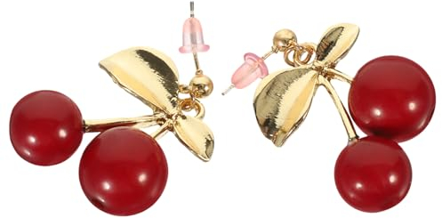 PACKOVE Kirschohrringe 3D Kirschform Ohrschmuck Damen Baumelnde Tropfen Ohrringe Hypoallergen Silberrücken Geschenk Für Mädchen Und Frauen