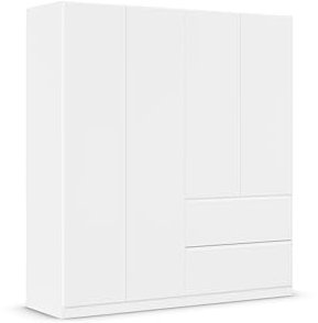 Rauch Möbel Costa, Drehtürenschrank, Kleiderschrank, 4-türig, 2 Schubkästen, Alpinweiß, Push-to-open, Griffprofil alpinweiß, 181x197x54 cm